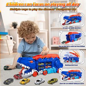 Dinosauro carrier truck per bambini dinosauro <span class=keywords><strong>auto</strong></span> trasporto <span class=keywords><strong>camion</strong></span> dinosauro pista giocattoli - Product Image 3
