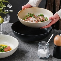 Ensemble de bols de service japonais en grès FENN, bols peu profonds en céramique mouchetée avec base antidérapante pour restaurant, maison et cuisine