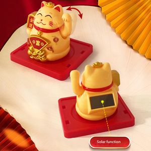 Solar Powered Lucky Cat Automatic Waving Mini Fortune Cat for <b>Car</b> Home Decor Shop Opening Gift <b>Ornament</b> - Product Image 3