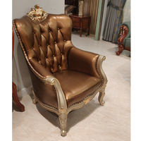 Sillones de Cuero Genuino de Lujo, Diseño de Estilo Americano, Sillones para Sala de Estar, Sofá para Sala de Estar