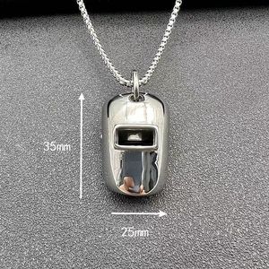 Collar <span class=keywords><strong>de</strong></span> Acero Inoxidable para Hombre con Colgante <span class=keywords><strong>de</strong></span> Casco <span class=keywords><strong>de</strong></span> Soldador 3D, Cadena <span class=keywords><strong>de</strong></span> Caja, Joyería Industrial Hip Hop, Regalo para Soldador - Product Image 3