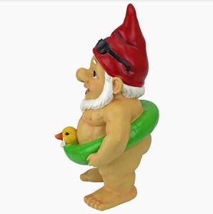 Mignon Résine Sexy Gnome De Jardin Nu Avec Swing Anneau Statue Piscine Plage Décoration - Product Image 5