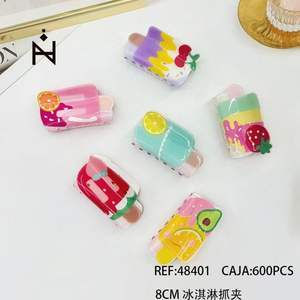 Fermagli per capelli Nailart Ice Cream da 8 cm con design di frutta colorata per donne e ragazze - Product Image 1