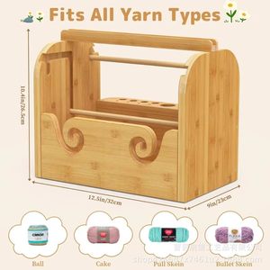 Wooden Yarn Spool Rack Solid Wood Knitting Yarn Holder With Phone Stand <b>Crochet</b> <b>Hook</b> Storage Rack - Product Image 5