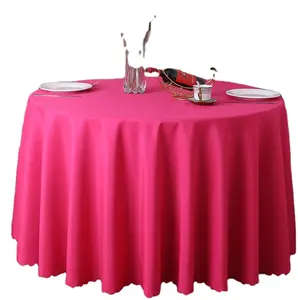 粉色平纹桌布圆形米色100% 涤纶桌布短跑桌布