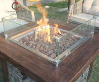 Table basse moderne avec foyer au gaz, intérieur/extérieur, bioéthanol, combustible à l'alcool, plateau en béton pour patio, certifié CE US, CHARM
