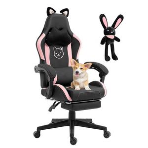 Silla Gamer Ddp Edición Gato Adorable, Color Negro y Rosa, con Soporte Lumbar, Altavoces de Masaje, Video, Música, LED, para Esports, con Reposapiés, Diseño de Conejo Adorable - Product Image 2