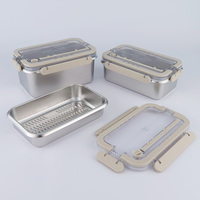 Groothandel 304 roestvrijstalen geïsoleerde bento lunchbox, draagbare buitenlunchbox met plastic deksel voor fruit, noten en snacks