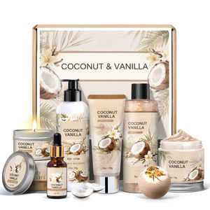 Coffret Cadeau Bain aux Herbes Coco & Vanille avec 100ml de Produits de Soin Variés Revitalisants pour la Peau - Product Image 1