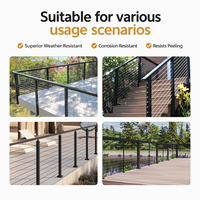 Modernes Schwarz Pulverbeschichtetes Edelstahl-Kabelgeländer-Set für Innen und Außen T316 Draht-Balustrade-Postensystem für Terrassen und Treppen