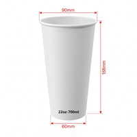 Gobelet en papier à paroi simple de 700 ml (22 oz) avec impression vague bleue personnalisée pour Bubble Tea - Gobelets jetables extra hauts et grands pour dégustation
