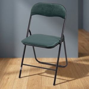 Silla Plegable Moderna con Efecto Terciopelo Verde, Muebles para el Hogar de Roble y Cuero para Dormitorio, Sala de Estar, Oficina en Casa o Apartamento - Product Image 2