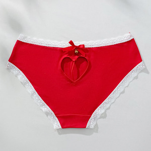 Slip da <span class=keywords><strong>Donna</strong></span> a Vita Media con Stampa di Lettere, Colore Rosso Morbido, con Apertura Posteriore, Campana e Fiocco - Product Image 6
