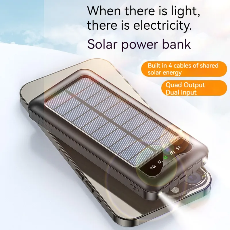 Fabrika toptan ürünler toplu yeni ürün fikirleri 2024 çift USB ince taşınabilir OEM logo 10000mah güneş enerjisi bankası