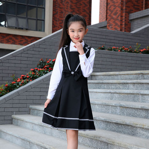Uniforme scolaire de haute qualité pour filles, <span class=keywords><strong>robe</strong></span> <span class=keywords><strong>noire</strong></span> à jupe, <span class=keywords><strong>robe</strong></span> à bretelles, jupes plissées - Product Image 3