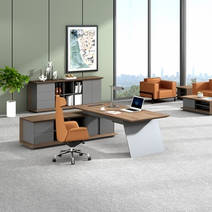 High-Tech Electric Storage Cabinet Boss Executive Workstation Office Furniture China Supplied Glass Wireless <b>Desk</b> Home Office - Product Image 2