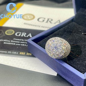 Factory 925 Sterling <b>Silver</b> Custom Ball Shape VVS Moissanite <b>Ring</b> Ice Out Eternity Band Hip Hop <b>for</b> <b>Men</b> Pass Diamond Tester GRA - Product Image 4