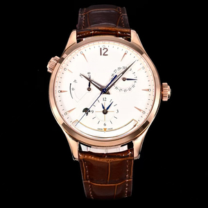 High-end Designer Style Luminous Waterproof Day Night Date Sapphire Crystal Rose Gold <b>Case</b> Brown Leather Strap Unisex <b>Watch</b> - Product Image 1