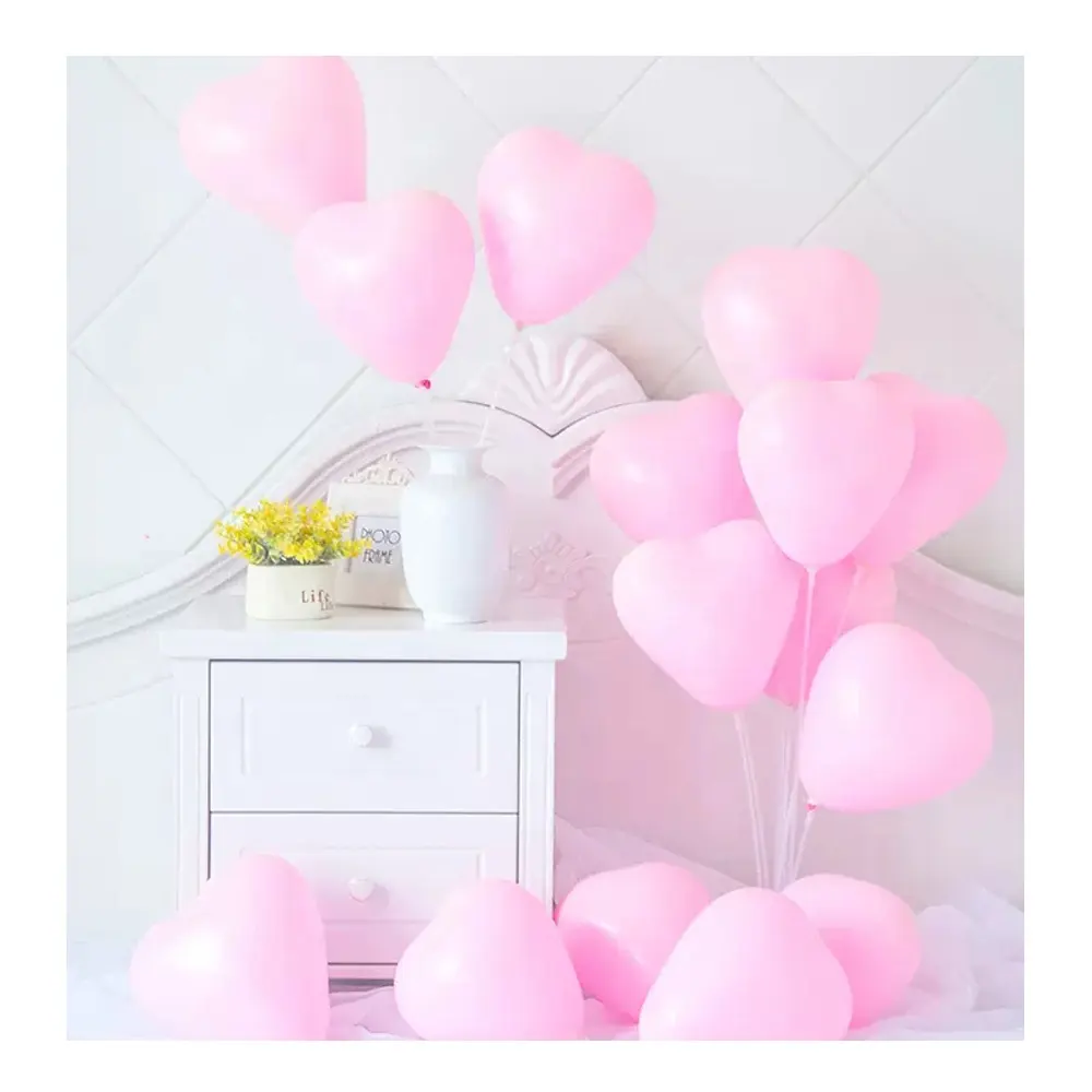 Đám Cưới Bên Trang Trí Helium Latex Hình Trái Tim Macaron Màu Đỏ Màu Hồng Pastel Tình Yêu Trái Tim Bóng