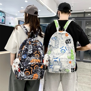 Sac à dos pour lycéens et étudiants, garçons et filles, tendance, personnalisé, style graffiti, sac en maille polyvalent et décontracté - Product Image 1