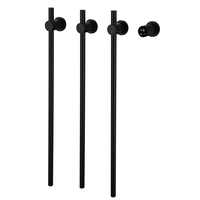 Toallero Eléctrico Vertical Negro Mate de 80.5x2.2cm con 3 Barras Redondas, Montaje Oculto en Pared, Acero Inoxidable 304