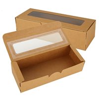 Boîte en papier kraft rectangulaire de style japonais avec fenêtre transparente, idéale pour les macarons, gâteaux, bonbons, biscuits et pâtisseries.