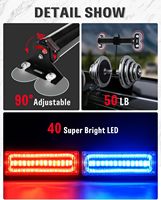Barre lumineuse de signalisation d'urgence 40 LED, lumière clignotante de sécurité pour tableau de bord (2x10,7 pouces rouge/bleu) 10W, garantie 1 an