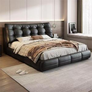 Modern Leather <b>Bed</b> Double Size With <b>Soft</b> Headboard And Storage Drawer Wedding <b>Bed</b> - Product Image 1