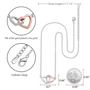 Collier pendentif double cœur entrelacé pour petite-fille, cadeau pour grand-mère, chaîne à maillons en zircon, plaqué cuivre, or blanc, or rose, LED - Product Image 6
