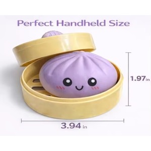 Dumpling <b>Squishy</b> Soft TPR Squeeze Toy Slow Rising Stress Relief Fidget Cute Bao Bun Desk Decoration Soft Handheld Relaxation Toy - Product Image 3