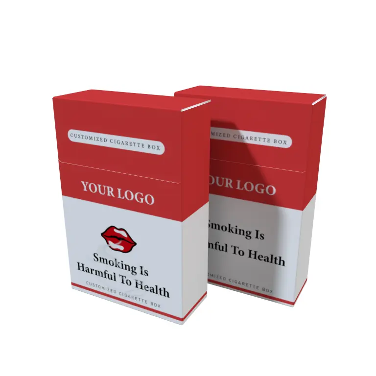 Caja de papel de impresión personalizada desechable, caja de embalaje de cigarrillos rojos, caja de cartón vacía para cigarrillos, embalaje
