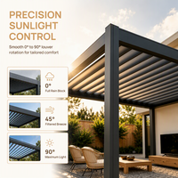 Pergola bioclimatique motorisée en aluminium avec toit à lames orientables, design écologique pour structures extérieures de jardin