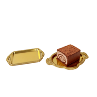 Plateau à dessert de luxe JS-601 en or pour mariage, fête d'anniversaire, plateau en plastique jetable pour mini-gâteaux triangulaires, pour pâtisserie, gâteau de lune