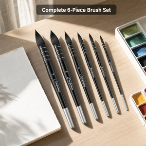Pennello Rotondo in Pelo di Scoiattolo Naturale OEM, Manico in Legno Nero, Pennello per Pittura ad <span class=keywords><strong>Acquerello</strong></span> e Acrilico, Misure 2/4/6/8/10/12 - Product Image 3