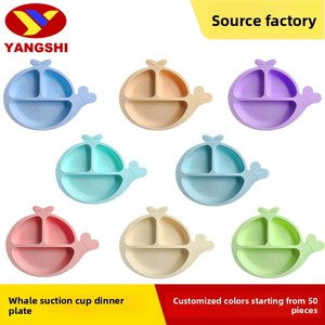 Bandeja de comedor para bebé de gel de sílice, resistente a caídas, con compartimentos divididos, plato de destete, base de succión, sin asas, vajilla infantil para 6 personas - Product Image 3