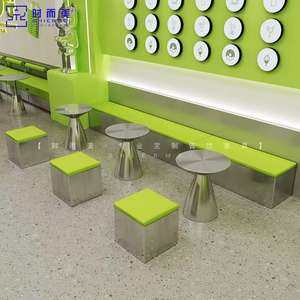 Mesas y Sillas de Acero Inoxidable para Restaurante, Mesa y Sillas para Cafetería, Bar, Restaurante, Juego de Muebles para Cafetería - Product Image 3