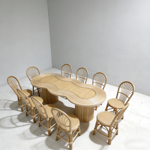 Mesa de Jardín de Mimbre con Diseño de Cacahuete Mágico, Color Blanco Pastel, 8 Asientos, para Fiestas Infantiles, Eventos, Alquiler para Salas de Juego - Product Image 5