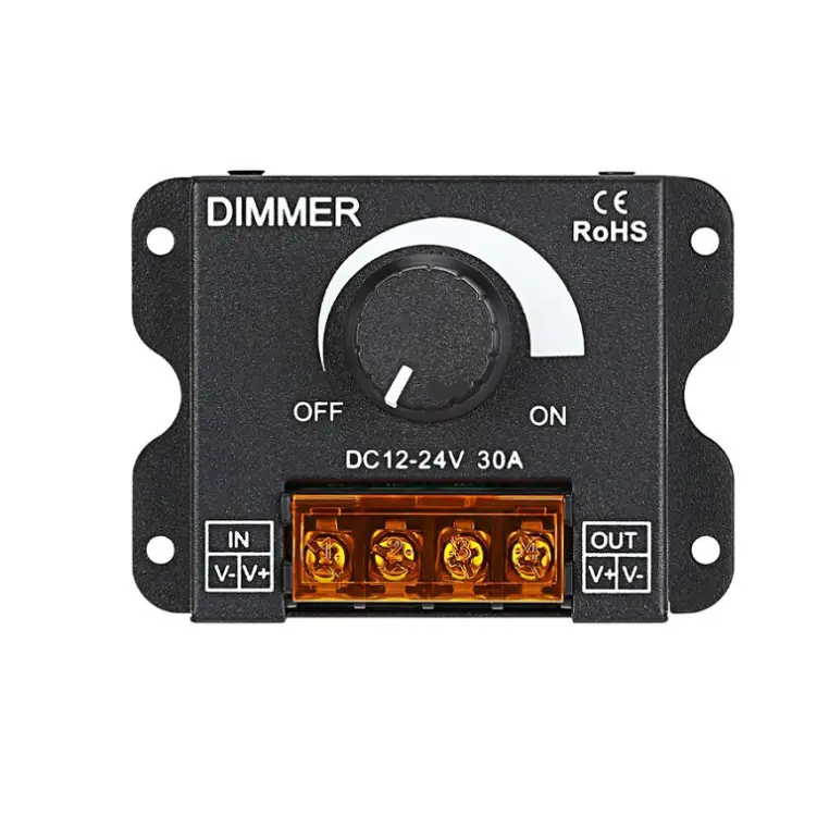 Knop Dimmers 12-24V 30a High Power Led Strip Light Pwm Dimmen Controller Stalen Kast 12V 24V 36V 48V Roterende Roterende Led Dimmer