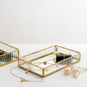 Manufacturers Modern Luxury Brass Framed Mirror Tray for Glam Cosmetics Storage and Decoration - Product Image 1