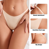 Vente en gros de culottes sans couture, légères, respirantes, en soie glacée, taille basse, strings, taille plus, sous-vêtements pour femmes