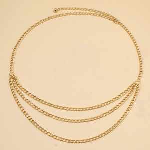 โซ่คาดเอวหลายชั้นทรงเรขาคณิต สีทอง แฟชั่นสำหรับสวมใส่ทุกวัน ทำจากโลหะผสมสังกะสี - Product Image 4