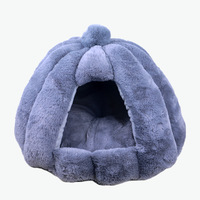 Lit d'hiver chaud pour chat et chien, niche en fourrure de lapin pour petit chien, yourte mongole fermée, nid douillet en peluche en forme de citrouille, maison pour chien
