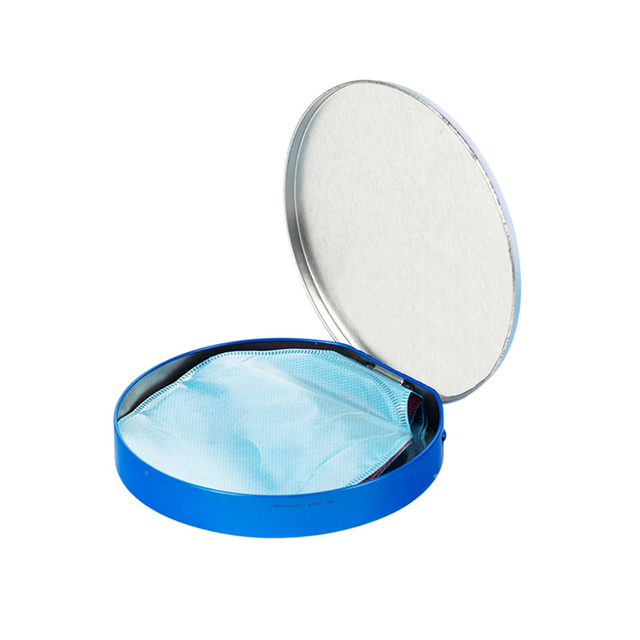 Customized Logo CD Cases Tin Box Round Hinge Tin Metal Blue Dvd Tin Case Packaging