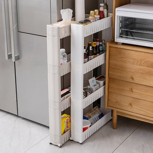 Chariot organisateur de stockage portable DS2742 chariot <span class=keywords><strong>utilitaire</strong></span> de blanchisserie à roulettes en <span class=keywords><strong>plastique</strong></span> mince <span class=keywords><strong>armoire</strong></span> de rangement de salle de bain mince à 4 niveaux - Product Image 5