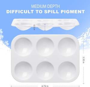 Palettes de peinture en plastique blanc XinyiArt <span class=keywords><strong>Palette</strong></span> d'<span class=keywords><strong>aquarelle</strong></span> de peinture rectangulaire à 6 puits pour étudiants Plateau de support de peinture de qualité supérieure - Product Image 2