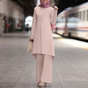 Novo Ramadan Duas Peças Conjuntos Camisa Calças Mulheres Ternos Muçulmanos Camisa Blusa Musulman Conjuntos Marroquino Kaftan Islâmico Vestido Conjuntos - Product Image 4