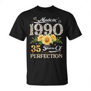 Camiseta sin mangas floral para el 35.º cumpleaños, diseñada con margaritas, hecha en 1990, 35 años, para promociones - Product Image 2