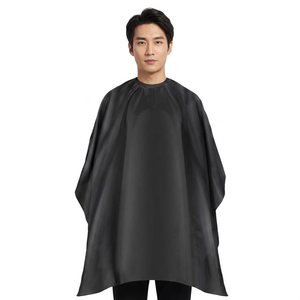 Cape de coiffure réglable en nylon imperméable et résistante aux taches, confortable, noire, en polyester, résistante à l'eau - Product Image 6