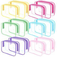 Haoran - Lot de 12 trousses de maquillage en PVC TSA, organiseur de cosmétiques de voyage, logo personnalisé, trousse de toilette transparente, Bolsa De Maquillaje Impermeable