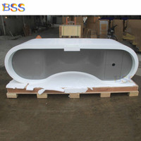 Table de PDG de bureau Design Table de patron officielle en pierre acrylique grise Table de bureau de couleur grise blanche incurvée